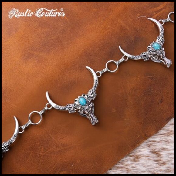 Western Concho Chain Belt Adjustable Metal Boho Chic Cowgirl Accessory main image 5